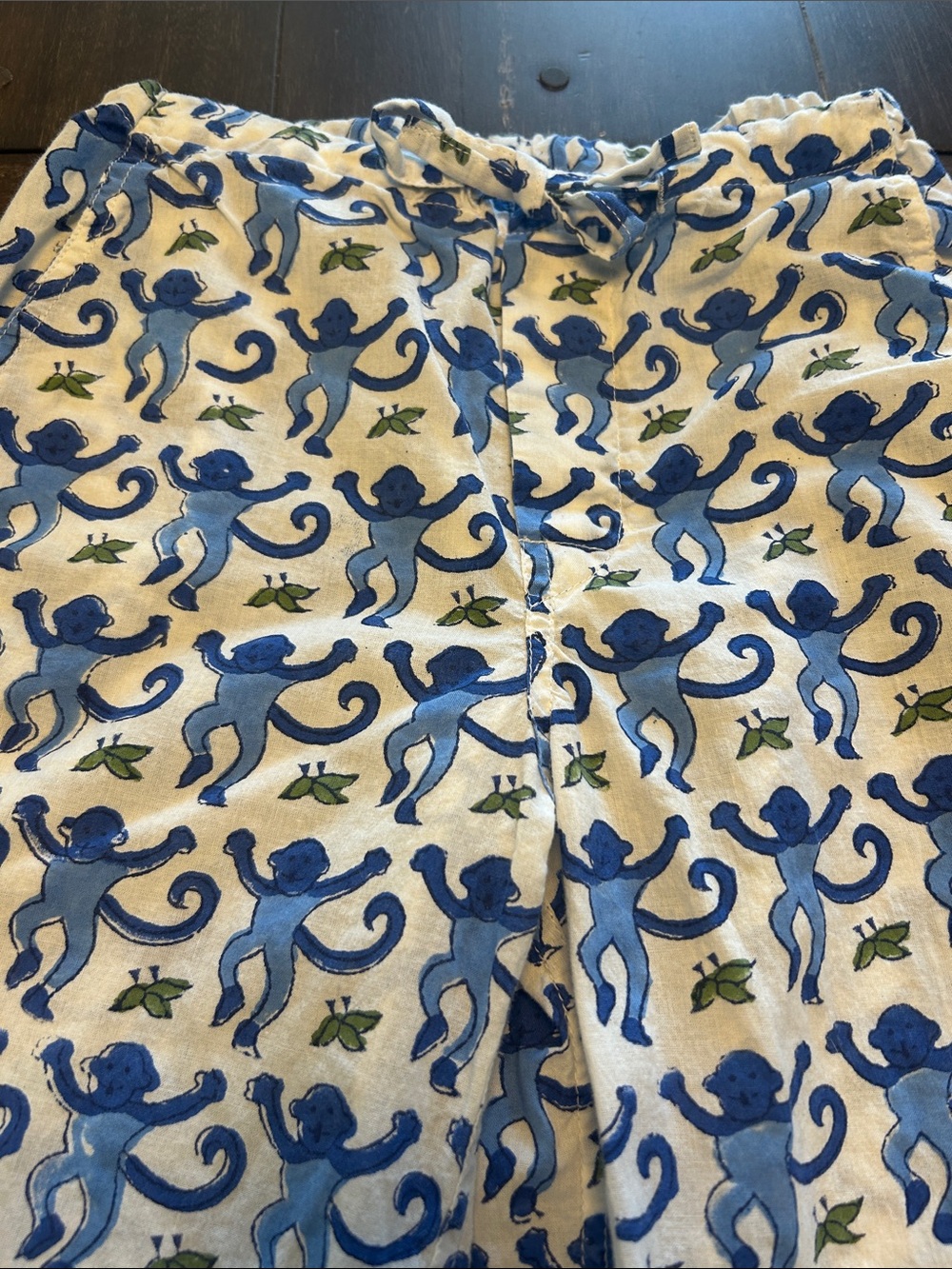 Roller Rabbit Blue Monkeys Cotton Drawstring Pants - Picture 2 of 5